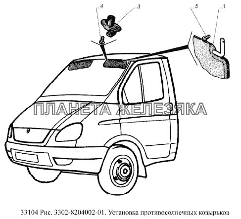 Установка противосолнечных козырьков ГАЗ-33104 Валдай Евро 3
